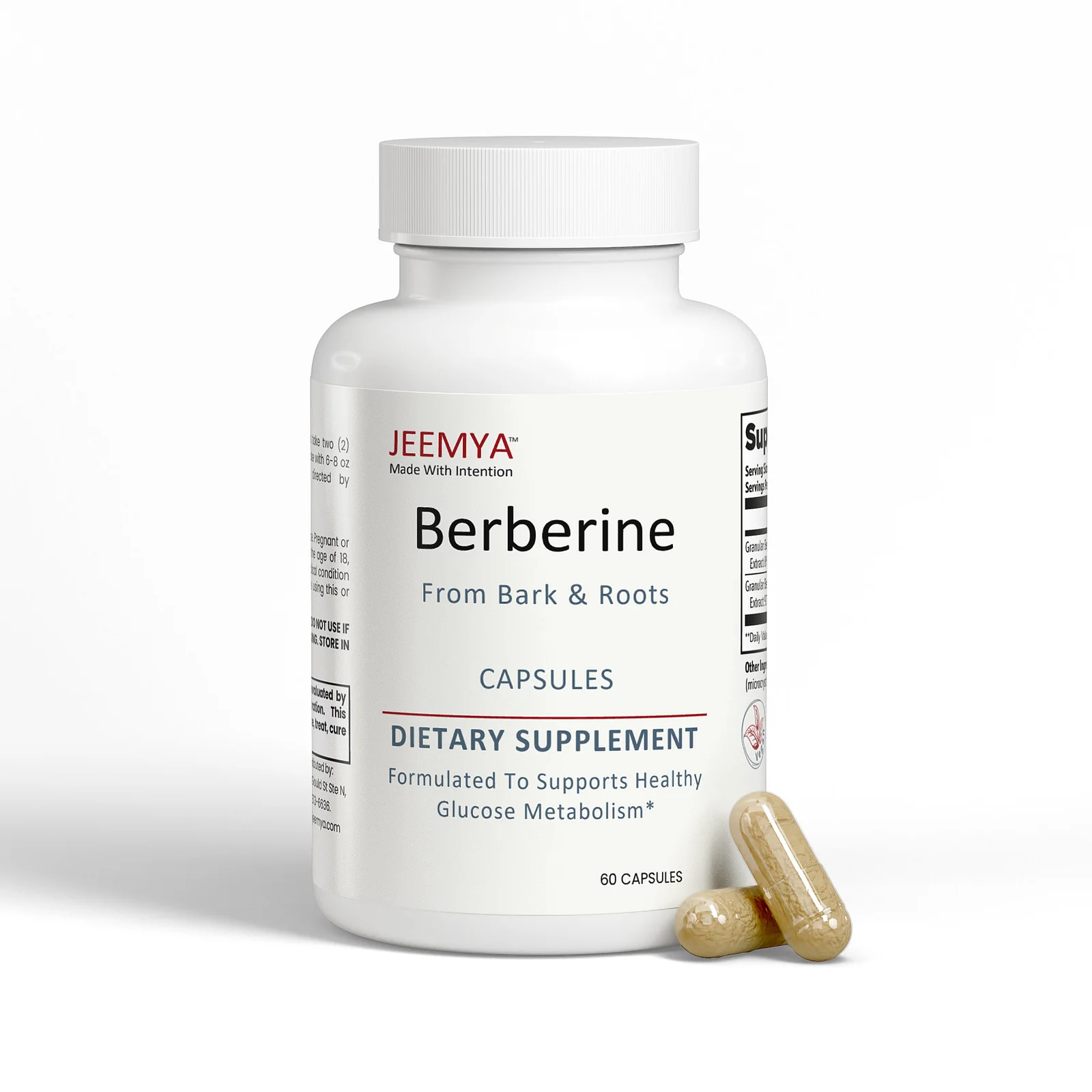 Berberine Supplement HCl 800mg for metabolic health and blood sugar support
