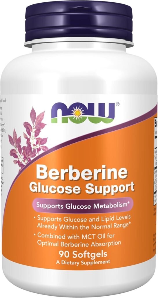NOW Foods Berberine Glucose Support softgel supplement - berberine HCL with MCT oil for daily blood sugar and metabolic health support