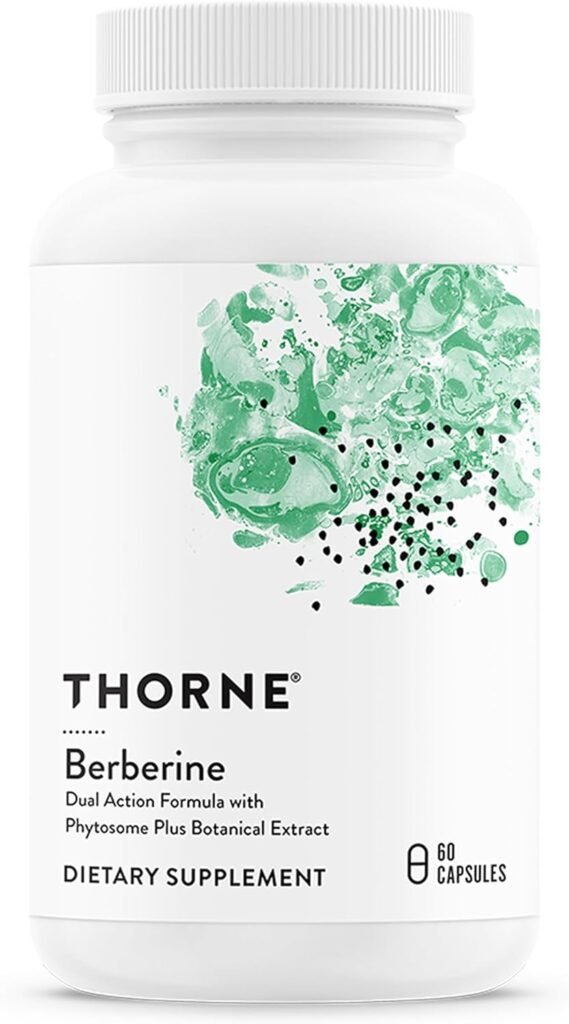 Thorne Berberine HCL supplement bottle - premium phytosome formula for blood sugar and metabolic health support