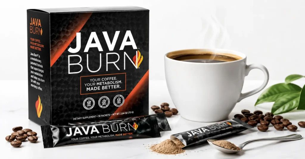 Preparing Java Burn by mixing one sachet into a cup of morning coffee