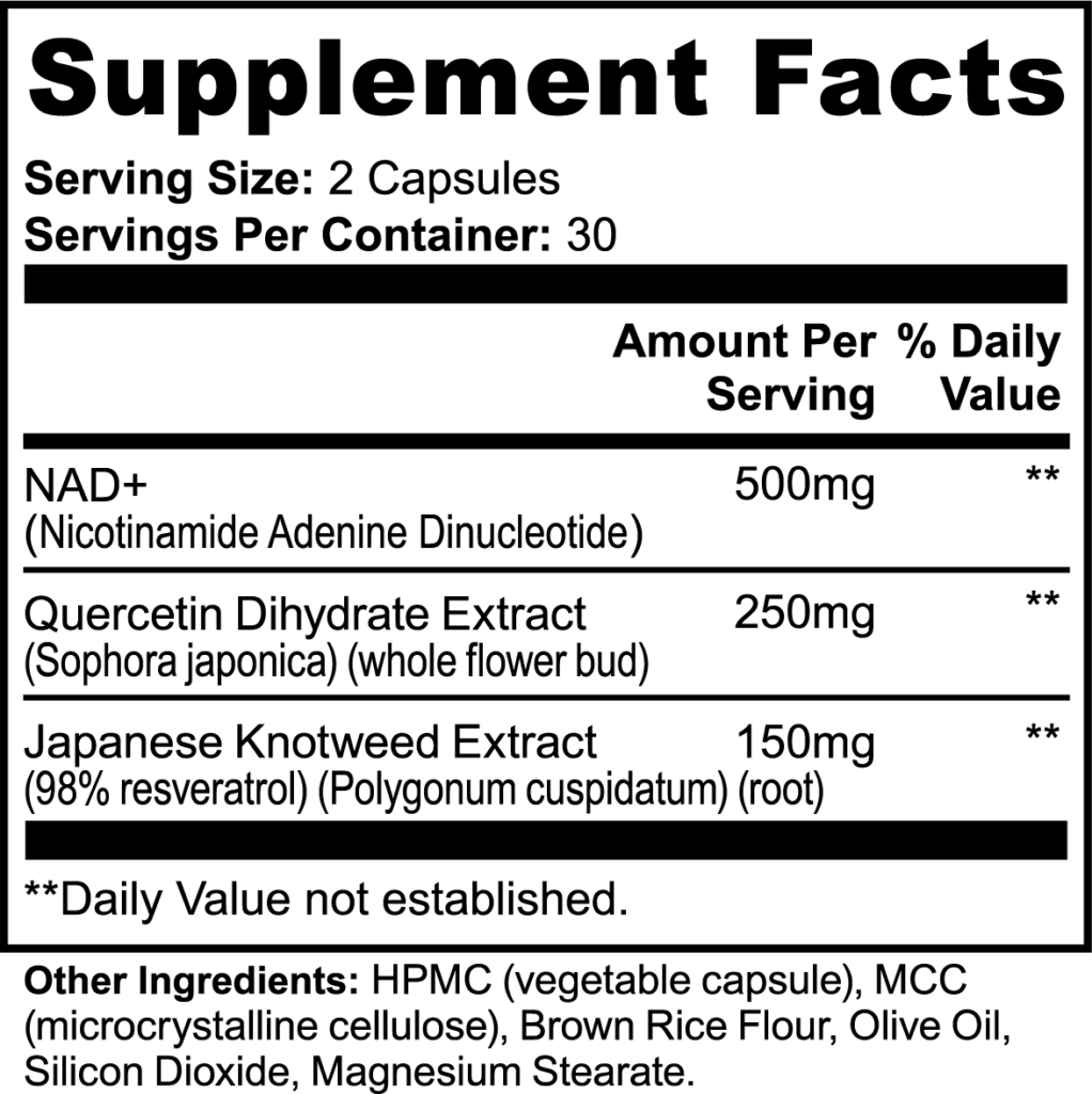Jeemya NAD+ Supplement Facts